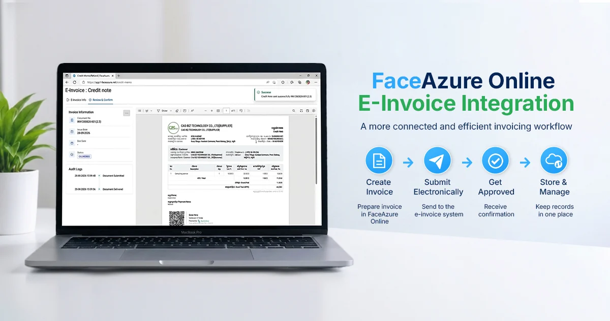FaceAzure Online E-Invoice workflow from transaction to record keeping